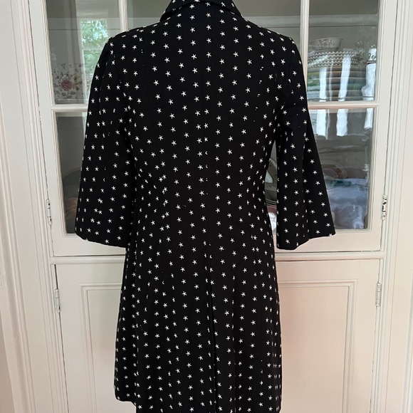 Anya Ponorovskaya Black Fitted Cotton Coat, Size 10, Embroidered Stars, Lined - Picture 4 of 8